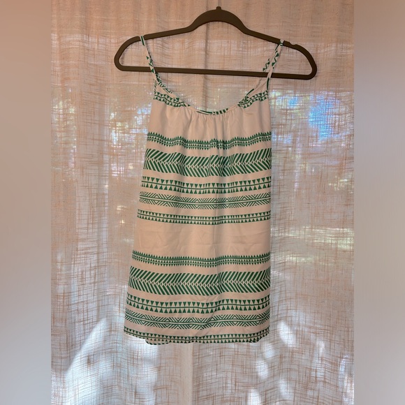 Green and White Lightweight Geometric Striped Tank Top. - Picture 10 of 10
